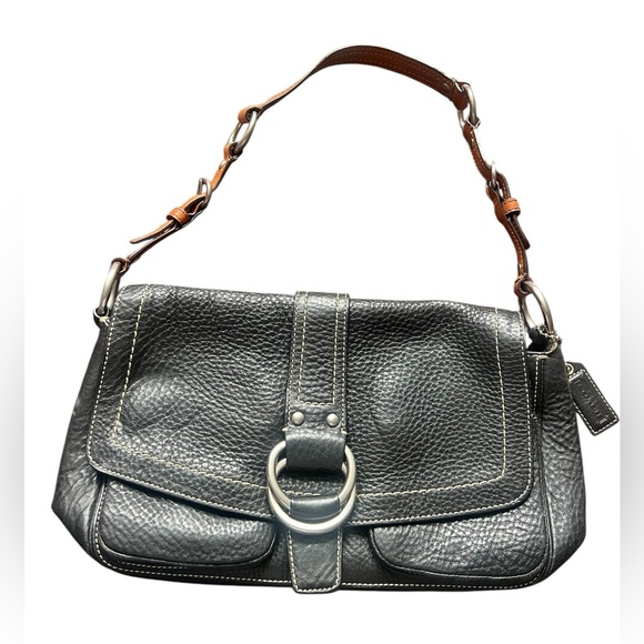 Coach Chelsea Pebbled Black Leather Field Tote Shoulder Bag Purse - Picture 1 of 4